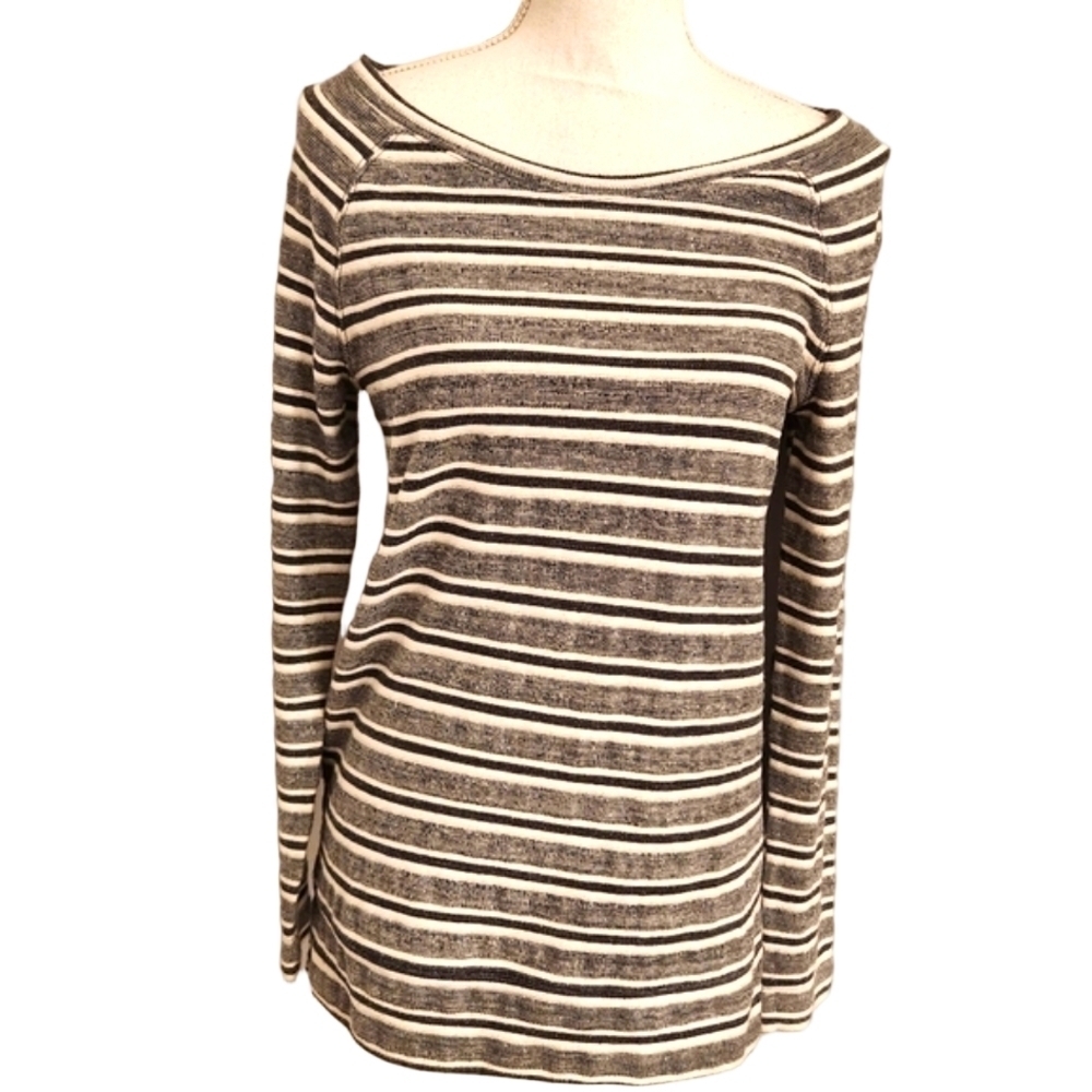 Lou & grey lightweight sweater blue white striped long sleeve boatneck beachy